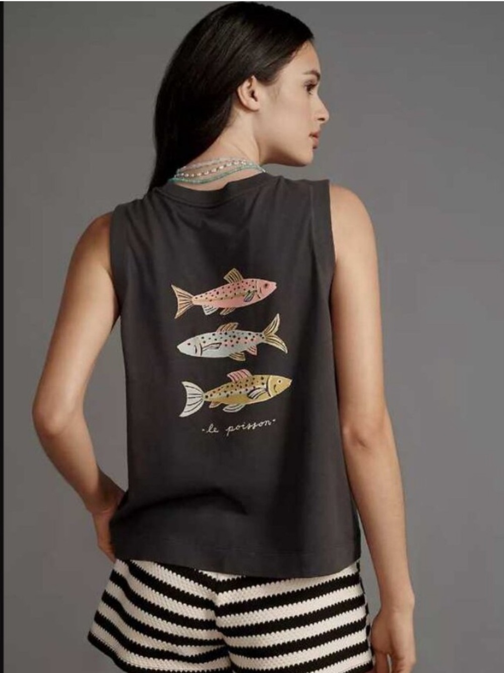 Anthropologie Maeve Le Poisson Graphic Muscle Tank Size Small NWT